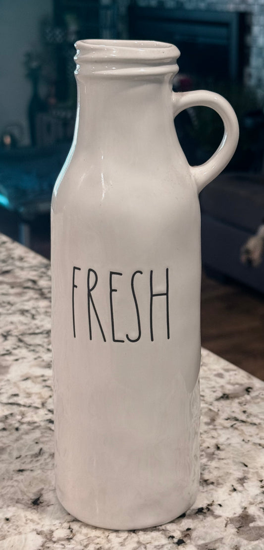 New Rae Dunn white ceramic 9.25” FRESH vase