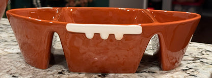New Rae Dunn ceramic FOOTBALL shaped serving bowl, compartment divided