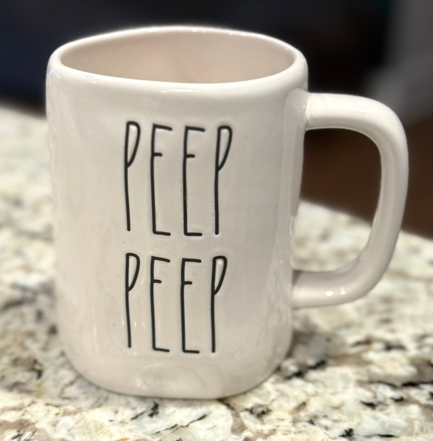 New Rae Dunn ceramic double sided Easter coffee mug PEEP PEEP