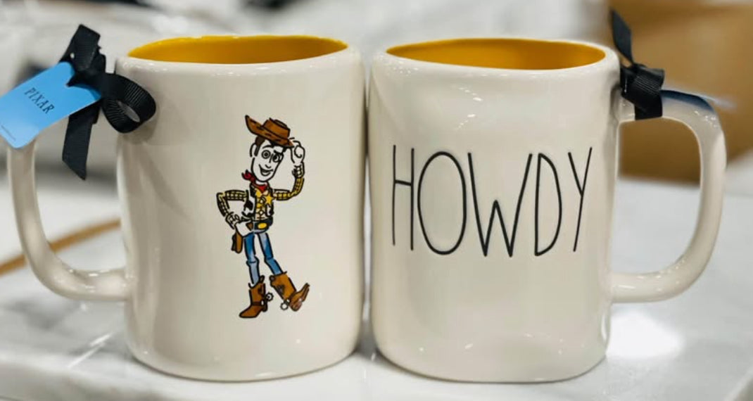 New Rae Dunn white ceramic Pixar Toy Story coffee mug HOWDY
