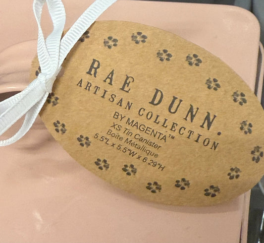 New Rae Dunn salmon pink tin TREATS storage container
