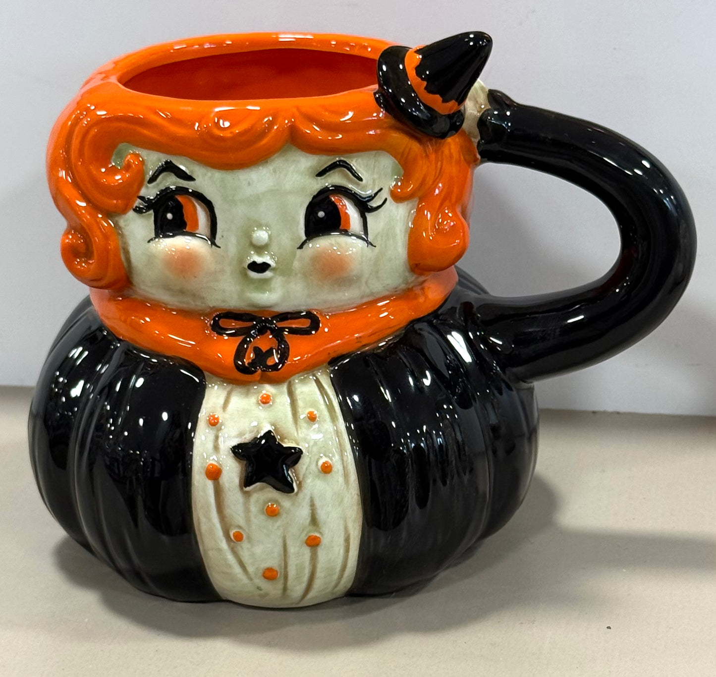 New Halloween release Joanna Parker ceramic witch coffee mug orange hair