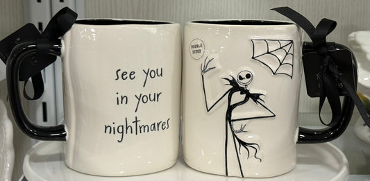 New Rae Dunn x Nightmare before Christmas ceramic coffee mug SEE YOU IN YOUR NIGHTMARES