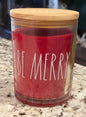 New Rae Dunn glass 16oz BE MERRY Christmas candle