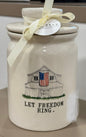 New Rae Dunn patriotic ceramic csnister LAND OF THE FREE