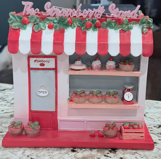 New resin block Strawberry 🍓 Stand striped awning showcased decor piece 8.5x5.5
