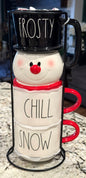 New Rae Dunn x FROSTY THE SNOWMAN ceramic mug stacker set