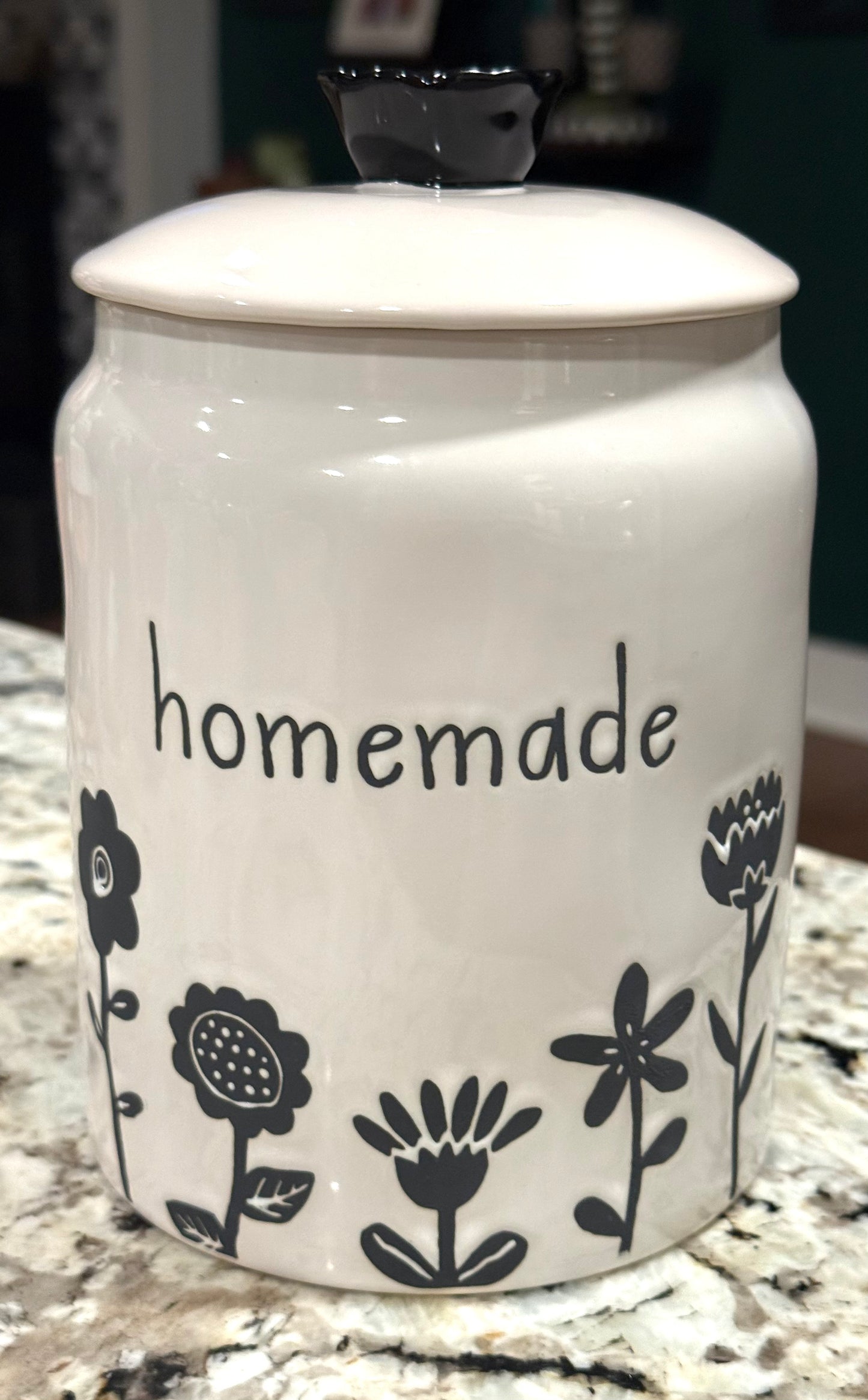 New Rae Dunn white ceramic 8.5” HOMEMADE floral canister
