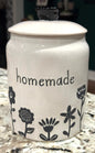 New Rae Dunn white ceramic 8.5” HOMEMADE floral canister