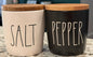 New Rae Dunn black and white SALT & PEPPER cellar set