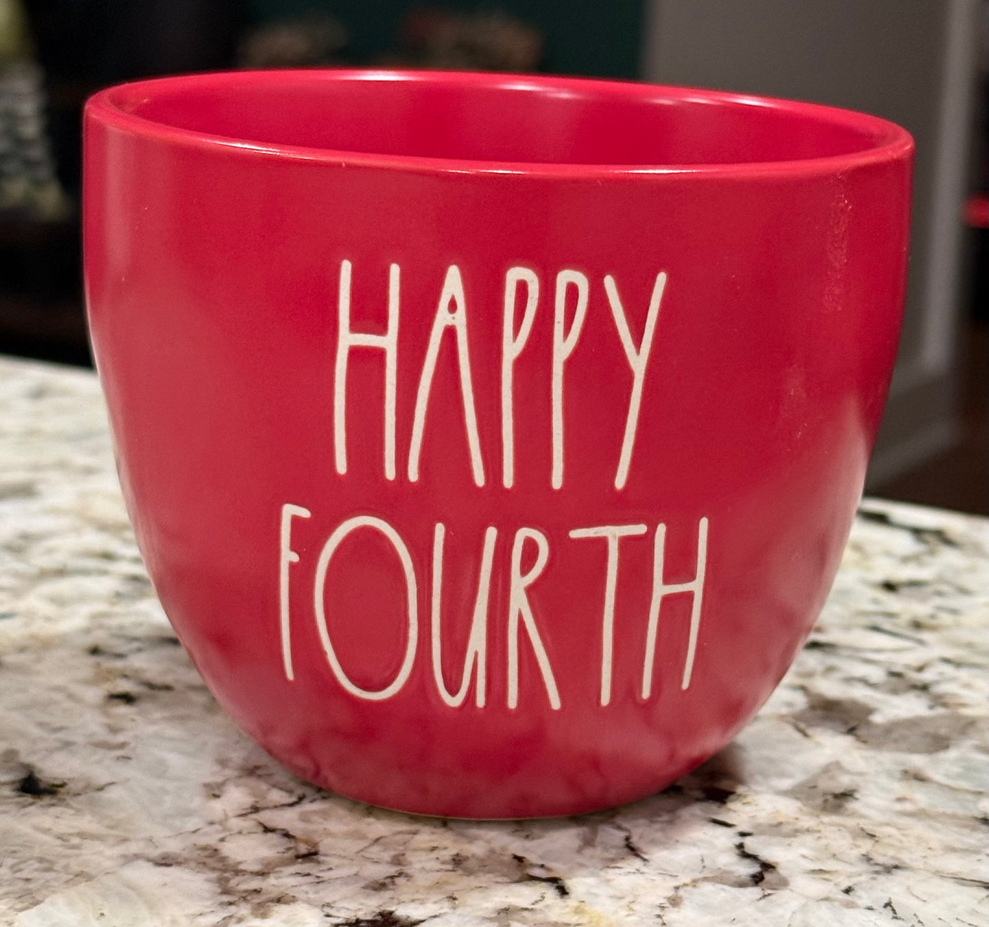New Rae Dunn Americana ceramic red bowl HAPPY FOURTH