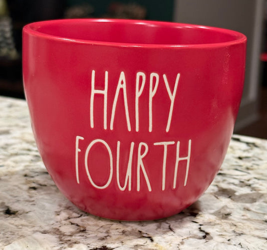 New Rae Dunn Americana ceramic red bowl HAPPY FOURTH