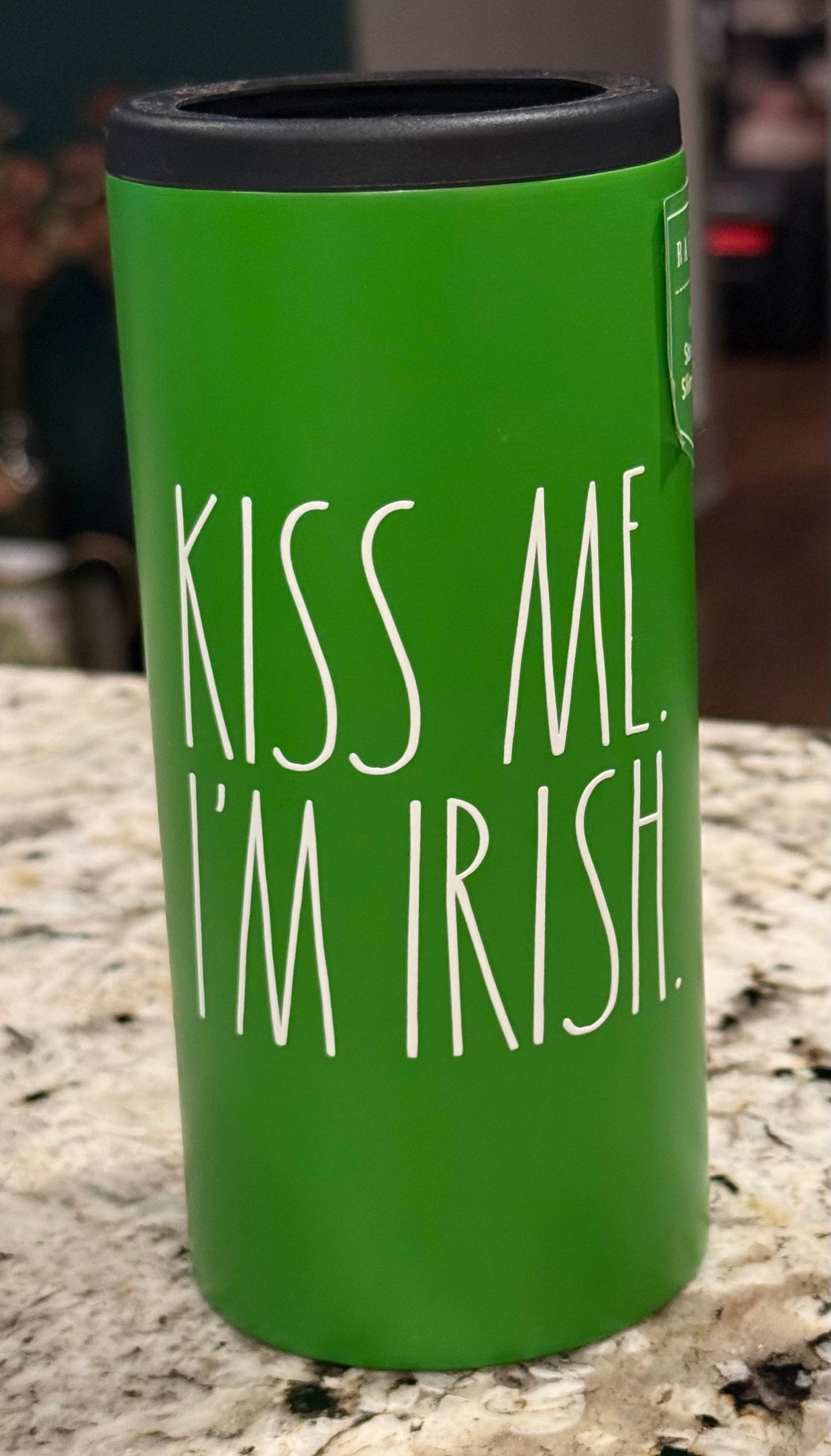 New Rae Dunn St. Patrick’s Day insulated stainless sl can holder KISS ME I’M IRISH