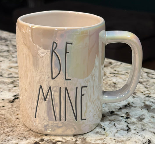 New Rae Dunn iridescent ceramic coffee mug BE MINE