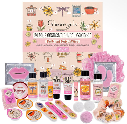 Mad Beauty- The Gilmore Girls 24-Day Bath and Body Beauty Advent calendar gift set inspired by the cozy world of Stars Hollow.