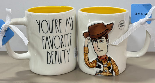 New Rae Dunn x Pixar’s Toy Story white ceramic coffee mug YOU’RE MY FAVORITE DEPUTY