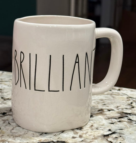 Rae Dunn white ceramic coffee mug BRILLIANT