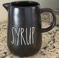 New Rae Dunn black ceramic SYRUP pitcher