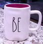 Rae Dunn white ceramic coffee mug BE/MINE