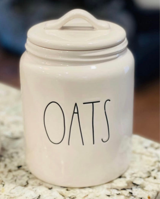 New Rae Dunn 8” ceramic OATS canister