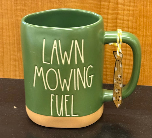 New Rae Dunn green ceramic coffee mug LAWN MOWING FUEL