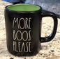 New Rae Dunn black ceramic Halloween coffee mug MORE BOOS PLEASE
