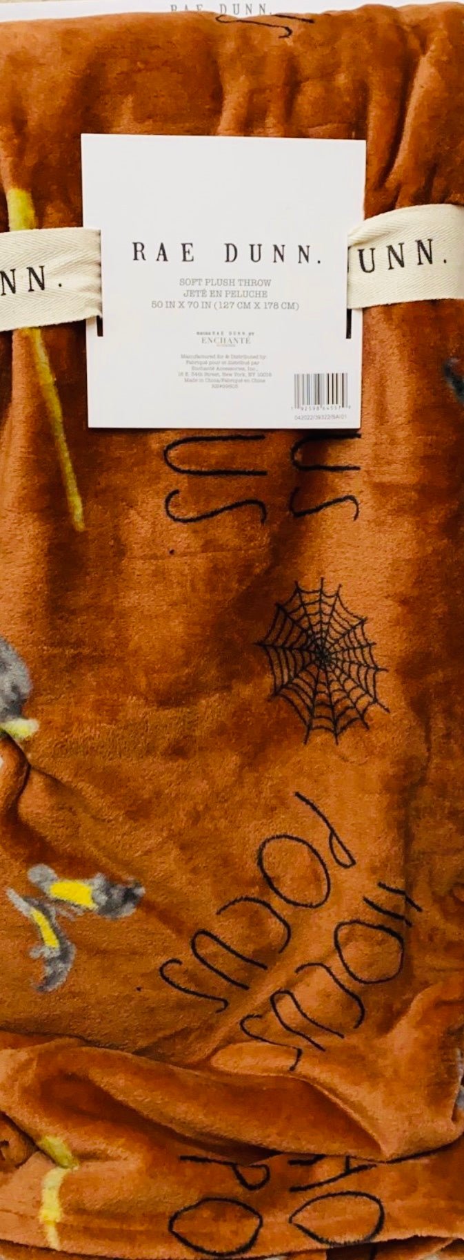 New Rae Dunn orange Halloween throw blanket 50x70 HOCUS POCUS