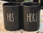 New Rae Dunn black ceramic HIS/HERS toothbrush holder