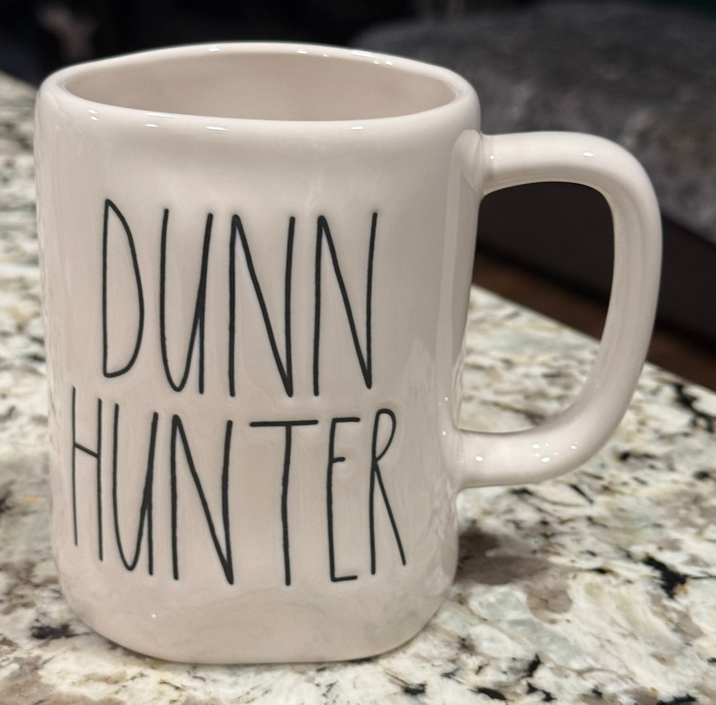 New Rae Dunn white ceramic mug DUNN HUNTER