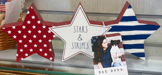 New Rae Dunn wood USA sign decor July 4th patriotic STARS AND STRIPES