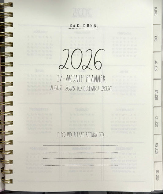 New Rae Dunn 2025/2026 Planner white/black Lily. Spiral bound, hardback