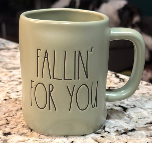 New Rae Dunn green ceramic mug FALLIN’ FOR YOU