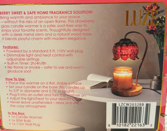 New glass Strawberry lamp 🍓 safe, plug in candle warmer