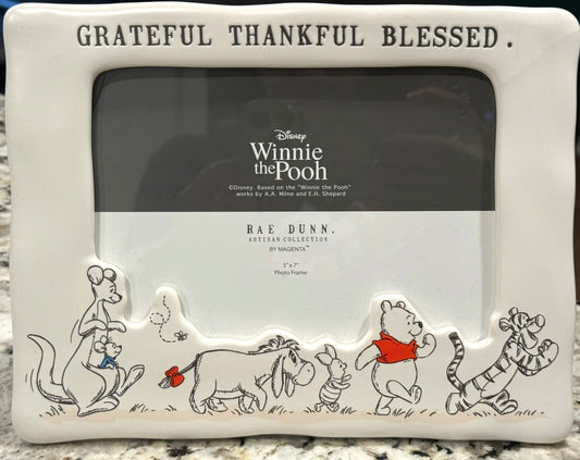 New Rae Dunn x Winnie the Pooh 5x7 photo frame insert GRATEFUL THANKFUL BLESSED.