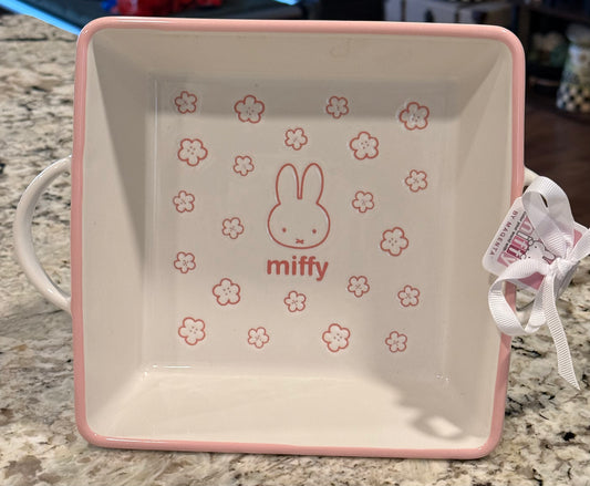 New Miffy by Magenta Easter white and pink ceramic floral baking dish 8x8