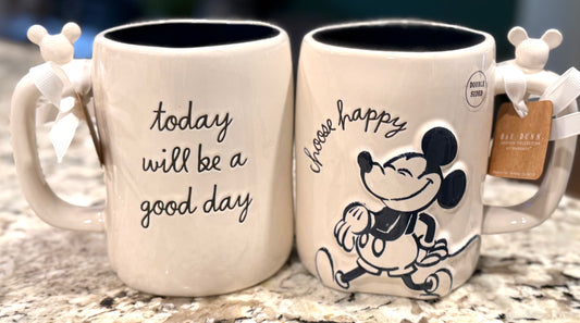 New Rae Dunn x Disney’s Mickey Mouse ceramic coffee mug TODAY WILL BE A GOOD DAY