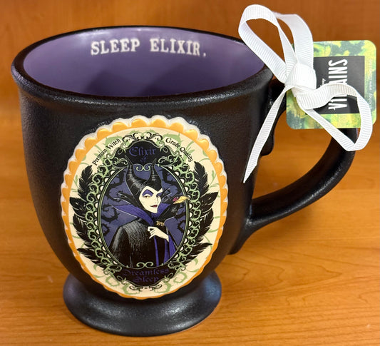 New Rae Dunn x Disney Villains ceramic matte black coffee mug SLEEP ELIXIR