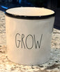 Rae Dunn ceramic garden planter decor GROW black rim 6.5x6.5