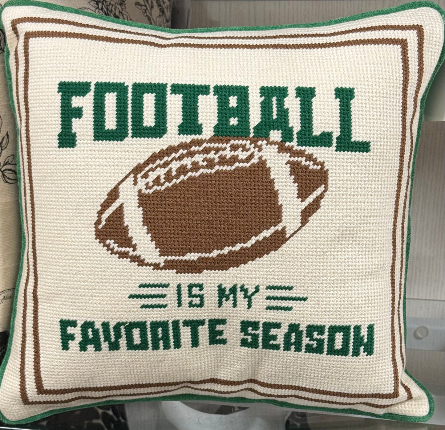 New 12x12 square hook throw pillow fall decor FOOTBALL IS MY FAVORITE SEASON