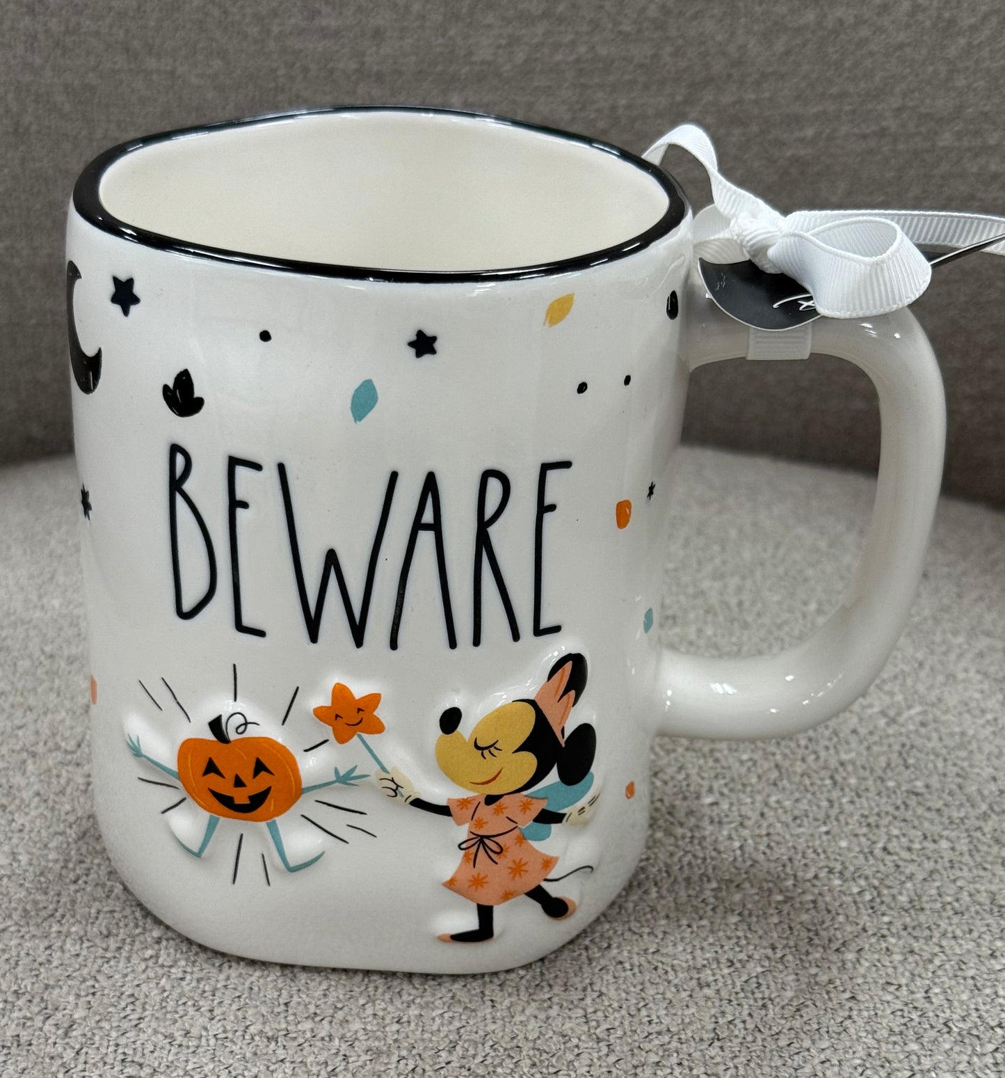 New Rae Dunn x Disney’s ceramic Minnie Mouse BEWARE Halloween coffee mug