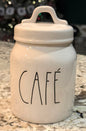 New Rae Dunn white ceramic canister 6” CAFE’
