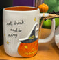 New Rae Dunn ceramic Halloween coffee mug EAT, DRINK, and BE SCARY