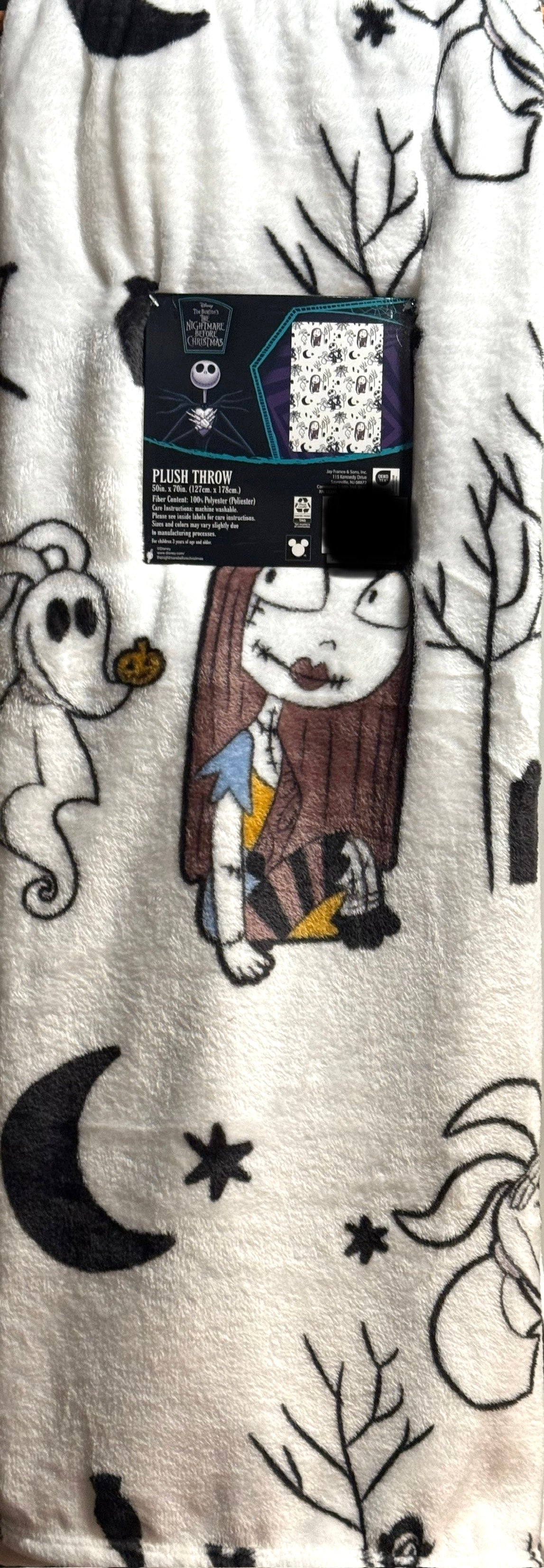 New Nightmare before Christmas white 50x70 Jack & Sally throw blanket