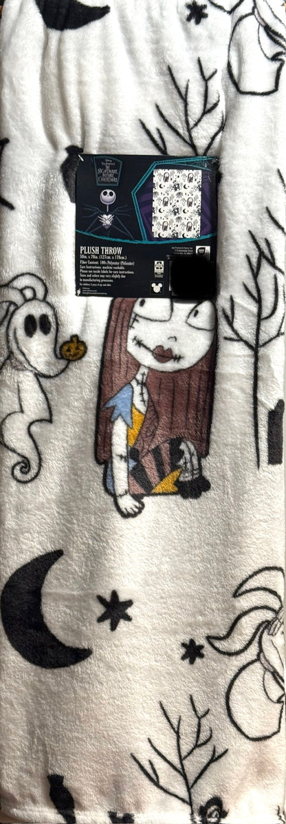 New Nightmare before Christmas white 50x70 Jack & Sally throw blanket