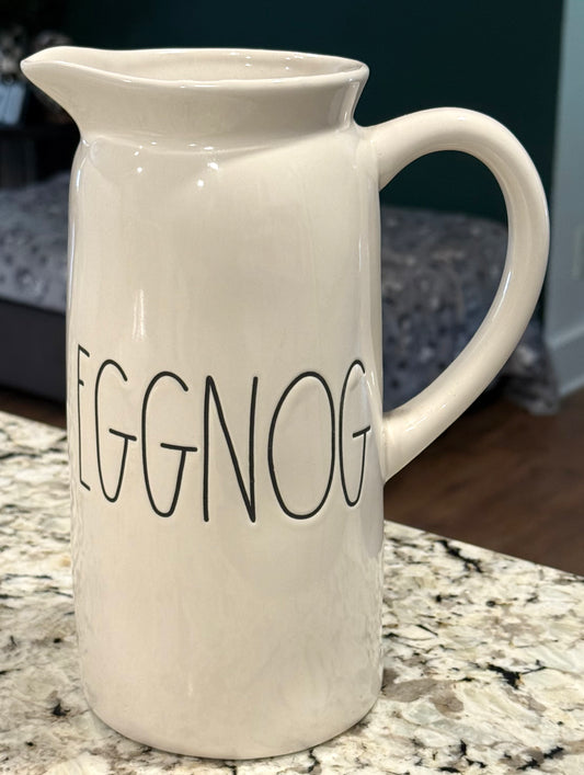 Rae Dunn white ceramic 9” EGGNOG farmhouse pitcher