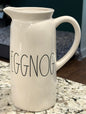 Rae Dunn white ceramic 9” EGGNOG farmhouse pitcher