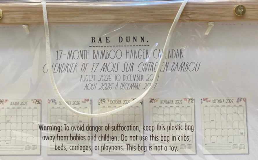 New Rae Dunn bamboo wall hanging 2026/2027 calendar