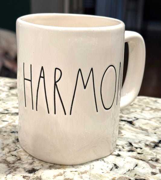 New Rae Dunn white ceramic coffee mug HARMONY