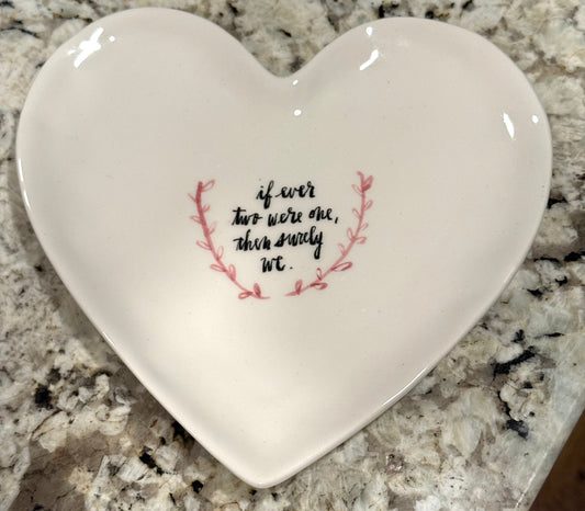 Rae Dunn ceramic script heart plate