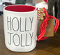 New Rae Dunn ceramic Christmas coffee mug HOLLY JOLLY